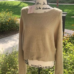 Missguided Plus wide sleeve sweater/jumper crop style mocha-beige 14/16 NWT